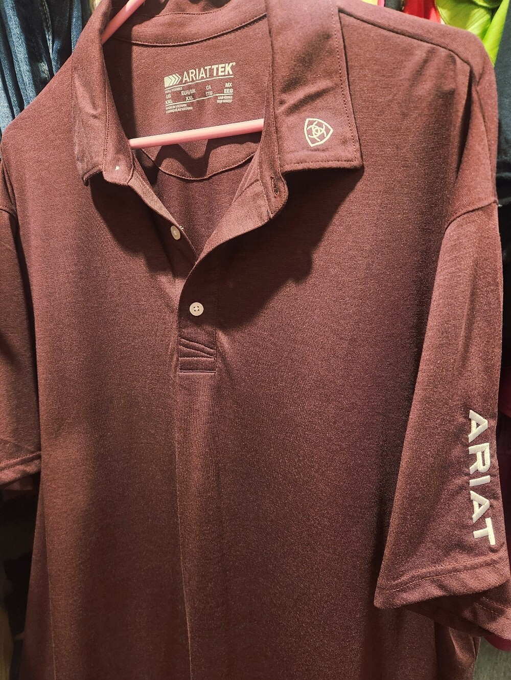 Ariat Men’s Burgundy Polo with Sleeve Logo